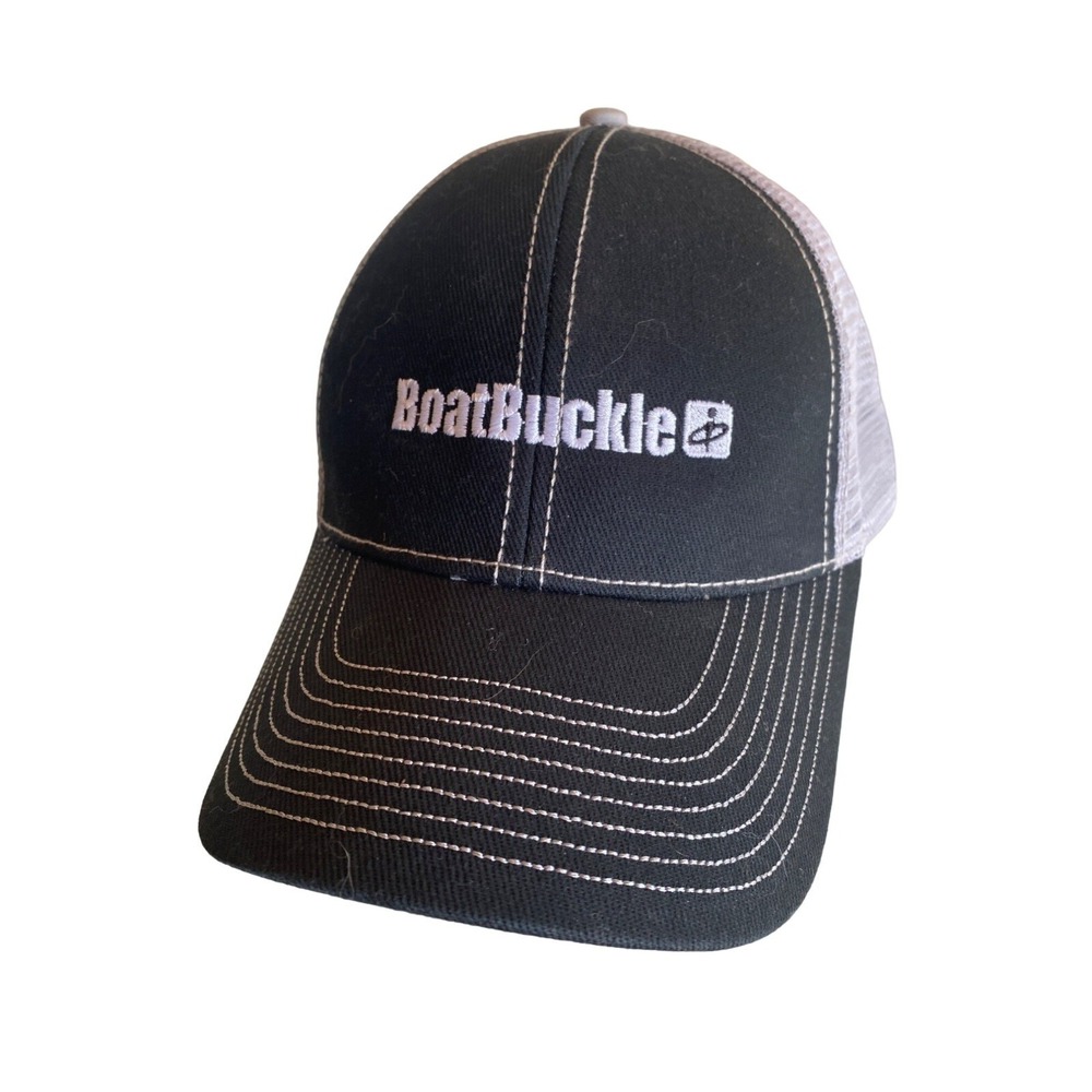 BoatBuckle Black Mesh Back Baseball Hat Cap‎ Adjustable